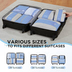 8 Set Compression Packing Cubes for Travel Essentials,Compressible Expandable Packing Cubes for Suitcase,OlarHike Luggage Organizer Bags for Travel,Handy Helper for Organizing Clothes(Light Blue)