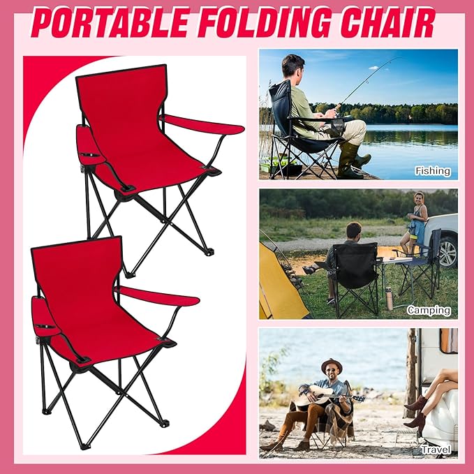 Huwena 10 Pack Folding Camping Chairs Bulk with Cupholder Carry Bags Lightweight Camp Chairs Collapsible Portable Outdoor Lawn Chair for Picnic, Beach, Outside