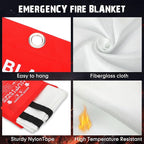Moukeren Fire Blanket Fire Emergency Blankets for Home Kitchen, Survival Safety Flame Suppression Blanket Fiberglass Fireproof Blanket Flame Retardant Blanket for Fireplace Car Office Camping