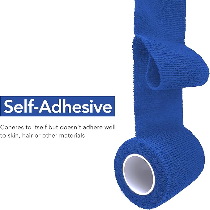 RISEN Cohesive Bandage 2” x 5 Yards, 6 Rolls, Self Adherent Wrap Medical Tape, Adhesive Flexible Breathable First Aid Gauze Ideal for Stretch Athletic