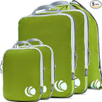 Cipway - 5 Set Compression Packing Cubes for Travel, Ultralight Packing Organizers for Luggage Suitcase & Backpack (Green), L
