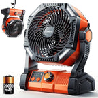 Camping LED Fan with Light, 40000m Rechargeable Battery Powered Outdoor Tent Fan with Light and Hook, 6 Speed, Personal USB Desk Fan for Camping, Fishing, Power Outage,Hurricane, Worksite