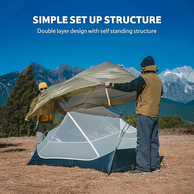 Naturehike Mongar UL 1-2 Person Backpacking Tent,15D Nylon Waterproof Ultralight One Person Two Person Tent with Footprint