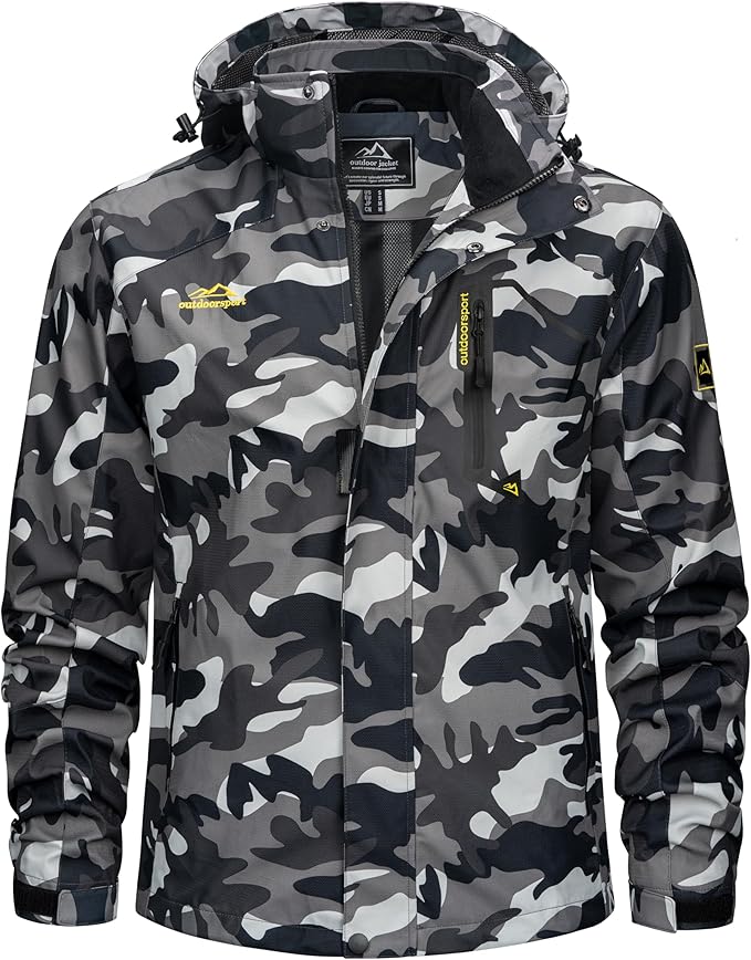 TACVASEN Men's Rain Jacket Lightweight Windbreaker with Hooded Water Resistant Outdoor Raincoat for Hiking Travel Camping