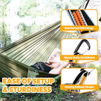NATUREFUN Ultra-Light Travel Camping Hammock | 300kg Load Capacity,Breathable,Quick-Drying | 2 x Premium Carabiners,2 x Nylon Slings Included | Outdoor Indoor Garden
