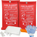 Home Emergency Fire Blankets, (47.2 * 47.2/39.3 * 39.3” Tow Mix Size) 2PACK Fire Blanket for Kitchen, Fireproof Fiberglass Fire Safety Blanket, Camping, Grill, Car, Warehous.