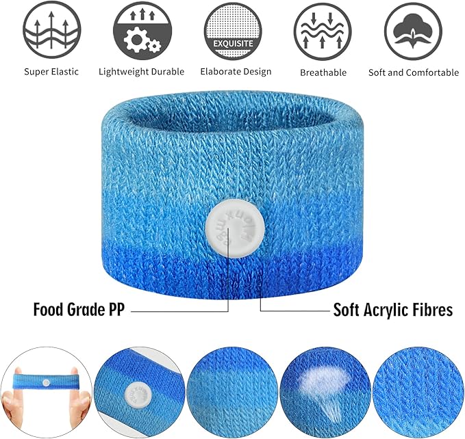 2 Pairs Motion Sickness Bands – Natural Anti Nausea Acupressure Wristbands for Morning & Motion Sickness Relief – Ideal for Car, Cruise & Flight Travel – for Adults and Kids
