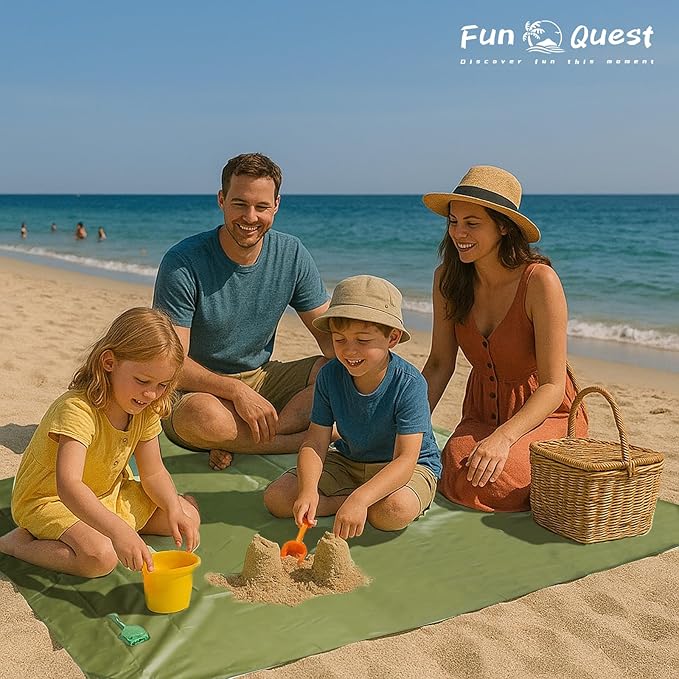 Picnic Blanket Waterproof – Packable Sand Proof Beach Blanket (0.42lb/0.66lb), Compact & Foldable, Fits in Pocket with Integrated Stakes, Ideal for Camping, Hiking, Travel, Concert, Festival