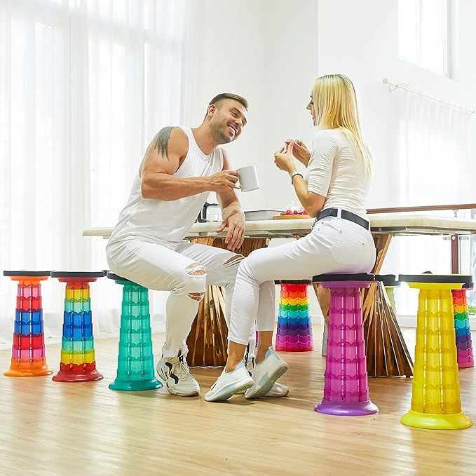 2025 Upgraded XXL Collapsible Stool with Cushion 20.4", 550lbs Max Weight, Wider & Taller Pop Up Seat, Heavy Duty Portable Retractable Folding Chair or Travel Foot Rest, Gift for Camping & Outdoors