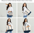 Lands' End Natural Zip Top Canvas Tote Bag Natural/dark Olive Green Medium Regular Handle