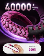 USB C Cable Fast Charging 10FT 2Pack, Long USB A to USB C Cable for Car, Durable Braided USB to USB Type C Cord iPhone USBC Charger for iPhone 17/16/15/Pro Max, Samsung Galaxy S23 and More-Rose