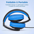 rockpapa Comfort+ Kids Headphones with Microphone, Boys Girls Student Over-Ear Headphones Wired Foldable for School Classroom Laptop PC Computer Tablet Black Blue