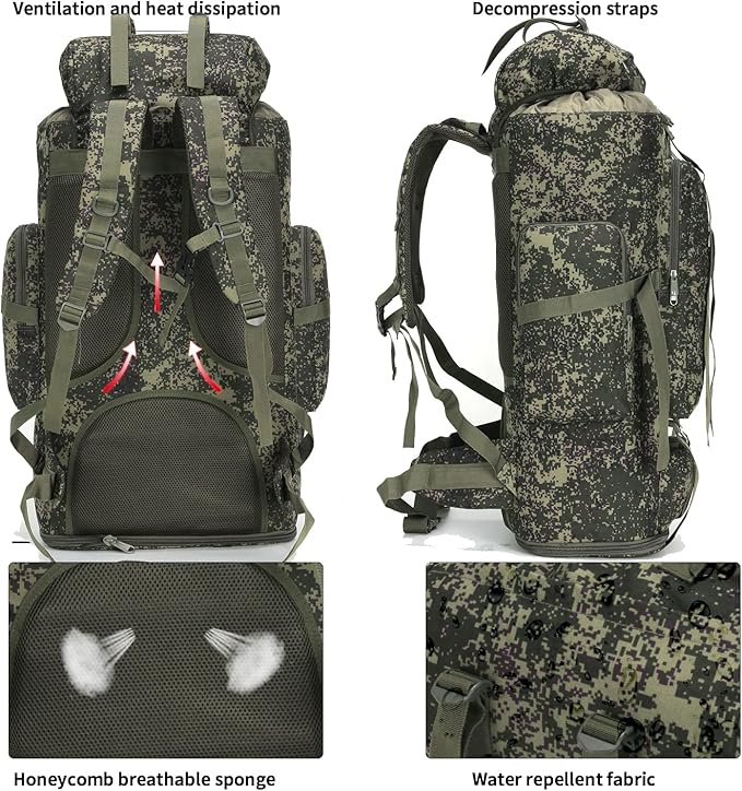 Hiking Backpack for Men 70L/100L Camping Backpack Military Rucksack Molle 3 Days Assault Pack for Climbing