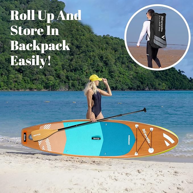 Paddle Board, Inflatable Stand Up Paddle Board，10.6'×33"×6" Ultra-Light SUP Board with Hand Pump, Leash, Repair Kit, Waterproof Phone Case and Backpack