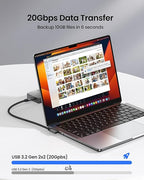 Silkland USB C Monitor Cable Right Angle 4FT, 8K@30Hz 5K/4K@60Hz Display, 20Gbps Data Transfer, 90 Degree USB C 3.2 Gen 2x2 Video Cable, 240W Charging for iPhone 17, MacBook, Portable Monitor, Carplay