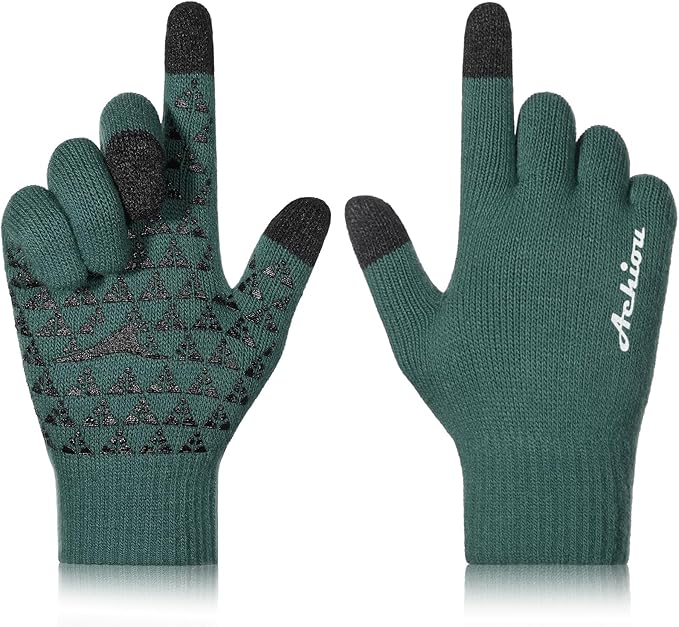 Achiou Winter Gloves, Glove for Men Women, Upgraded Touch Screen Texting Warm Running with Thermal Soft Knit Lining