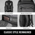 Kenneth Cole REACTION Parker Polyester Abrasion-Resistant Travel 17" Laptop Backpack with Removable Laptop Sleeve, Black