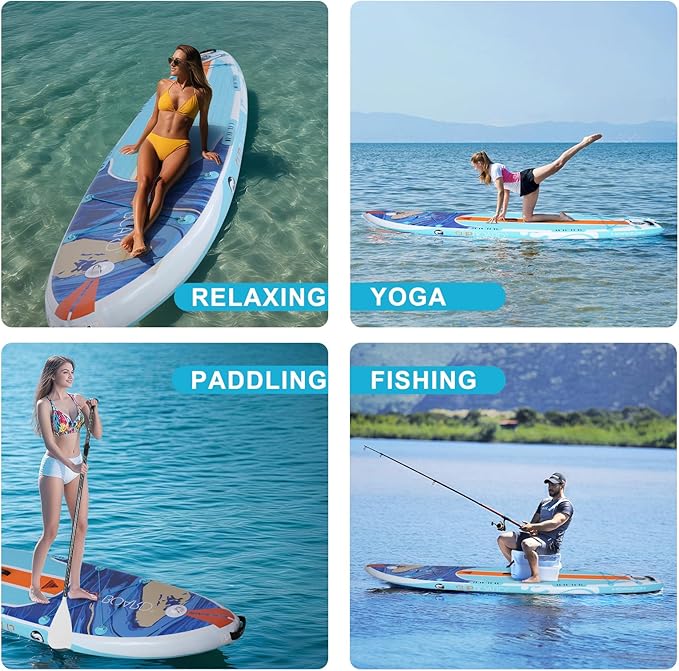 Inflatable Stand Up Paddle Board - 10.5' x 32" Adults & Youth of All Skill Levels, Non-Slip Deck SUP with Paddle, Pump, Backpack & Repair Kit, Ideal for Yoga, Fishing, Lake & River
