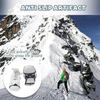 2 Pairs Ice Cleats for Shoes and Boots, Ice Snow Gripper Shoe/Boot Traction Cleats with 8 Stainless Steel Spikes, Winter Outdoor Anti-Slip Crampons for Walking, Climbing and Hiking