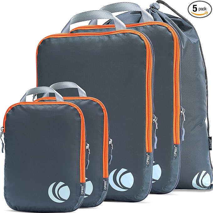 Cipway - 5 Set Compression Packing Cubes for Travel, Ultralight Packing Organizers for Luggage Suitcase & Backpack (Grey), L