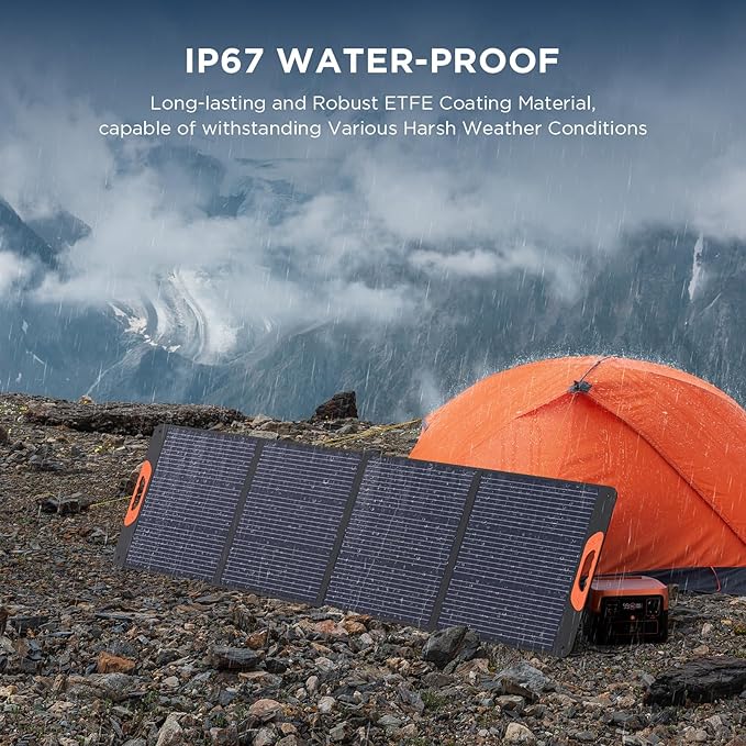 220 Watt Portable Solar Panel for Power Station,Hurricane Preparedness Items,18.6V Foldable Solar Charger with Solar Cable 23.5% High Efficiency IP67 Waterproof 4 Kickstands for Camping RV Trip
