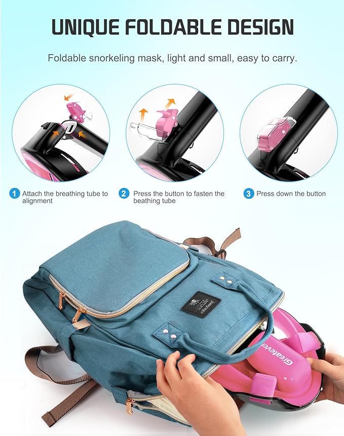 Greatever Full Face Snorkel Mask, Snorkeling Gear for Adults with Latest Dry Top Breathing System and Detachable Camera Mount, Foldable Snorkel Mask Adult, Snorkels Anti-Fog & Anti-Leak