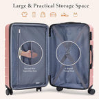 Sweetcrispy Carry on Luggage, Hard Shell ABS Suitcase with Double Spinner Wheels, Lightweight Expandable Rolling Suit Case with TSA Lock, 24 Inch Pale Pink