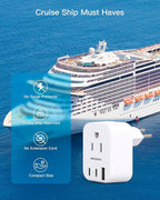 HANYCONY Switzerland Power Travel Plug Adapter, Type J Power Adapter with 2 Outlets 3 USB Ports(2 USB C) for US to Swiss Switzerland Liechtenstein Rwanda