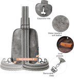 3L SMALL Sling Bag Fanny Packs For Women Men Mini Crossbody Chest Belt Travel Bag Purse Handbag Faux Leather Fashion Cute Dark Grey