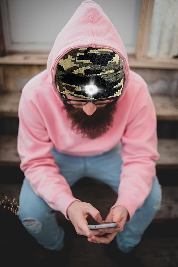 ATNKE LED Lighted Beanie Hat,USB Rechargeable 4 LED Running Headlamp Bright Cap with The Light Gifts for Men and Women