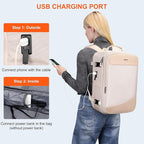 PIJUSHI Travel Backpack for Women Carry on Suitcase Backpack Flight Approved Personal Item Bag Fits 16 Inch Laptop(PE035 Beige)
