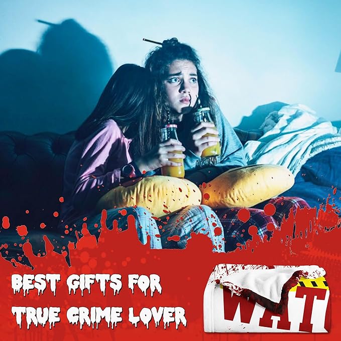 True Crime Gifts for Women, Fans/Lovers - Blanket 60''x50'', Crime Junkie Merch, Serial Killer Merchandise, Horror Blanket, Crime Scene Gift