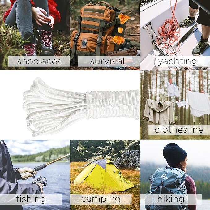 TECEUM 5/32" Paracord Rope 1000 – 1000ft / 200ft / 100ft / 50ft – Tactical Parachute Cord 4mm – 45+ Colors – Nylon String for Survival & Camping Gear – Stripe Cord for Survival – Utility Rope