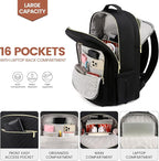 LOVEVOOK Laptop Backpack for Women 18.4 inch,Cute Womens Travel Backpack Purse,Professional Laptop Computer Bag,Waterproof Work Business College Teacher Bags Carry on Backpack with USB Port,Black