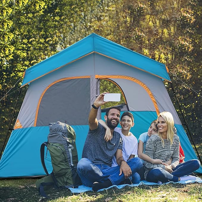 HIKERGARDEN 6-8 Person Camping Tent - Portable Family Cabin Tent for Camp, Windproof Fabric Camp Tent Outdoor for Hiking, Backpacking, Traveling