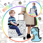 smilesun Kids Ride-On Suitcase with DIY Graffiti Coloring Design, 20" Hardshell Luggage with 4 Spinner Wheels, Safety Belt & TSA Lock – Fun and Rideable Travel Case for Toddlers and Children