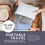 Lincove Canadian Down Feather Travel Pillow Pack of 2 - Luxury Pillows to Support Head, Neck, While Sleeping on Airplanes, Cars, Hotels & Home - Comfortable Vacation Sleeping Essential, 13"x18"