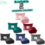 EverSnug Travel Blanket and Pillow Value Bundle – Compact & Lightweight | 2 in 1 Airplane Blanket with Soft Bag Pillowcase, Hand Luggage Sleeve and Backpack Clip | Color Includes Pink & Black
