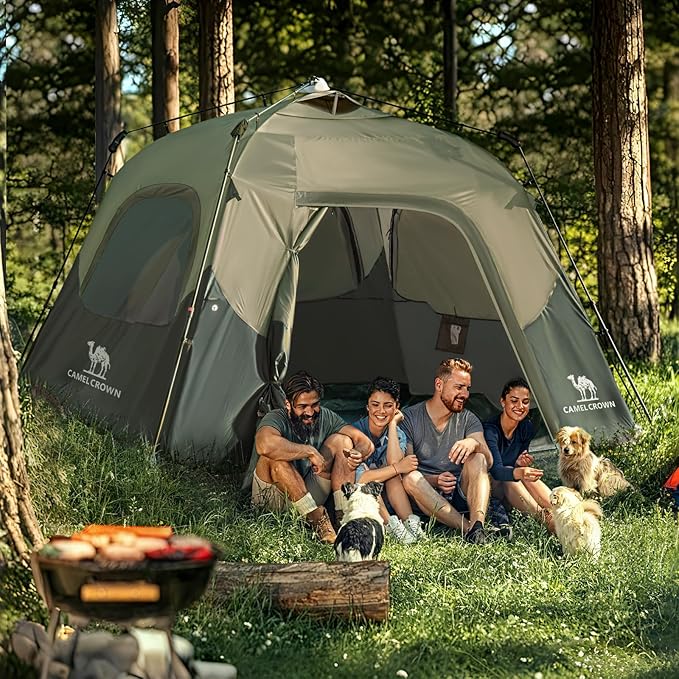CAMEL CROWN Instant Tents for Camping 4-6 Person Tent Waterproof Easy Setup Sets Up in 60 Seconds Backpacking Tents with Carry Bag for Outdoor Hiking