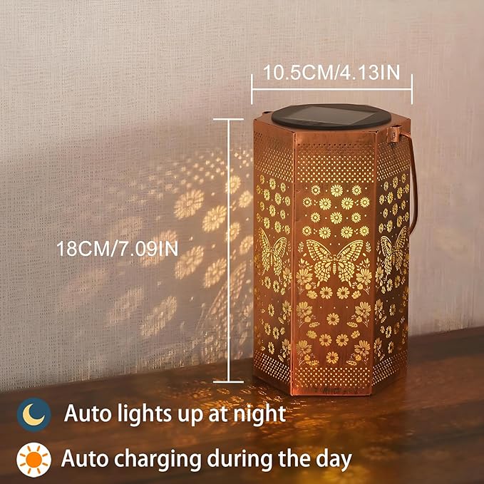 Birthday Gifts for Women Garden Decor Solar Lights Outdoor Butterfly, Butterflies Solar Lantern Outdoor Waterproof Outdoor Decoration for Outside, Yard, Lawn