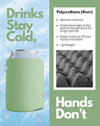 PartyPrints 200 Pack Mint Blank Can Cooler Sleeves, Customizable Bulk Insulated Foam for Beer, Collapsible Plain Drink Holder, Cold Soda Insulator, 12oz Regular, 16oz Tall Cans