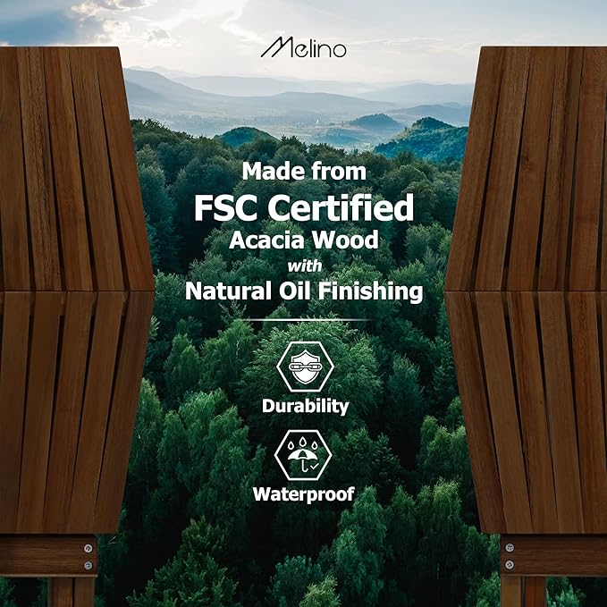 Melino Wooden Folding Outdoor Side Table, FSC Certified Acacia Weatherproof Side Tables, Wood Folding Small Table for Outdoor, Patio, Porch, Pool, Backyard, Garden, Balcony and Deck - Chestnut