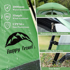 Happy Travel Tent 6 Person Tents for Camping, Waterproof Easy Setup Camping Tent with Rainfly, Portable Large Family Cabin Tent with 5 Large Mesh Windows and Carry Bag for Outdoor Camping & Hiking
