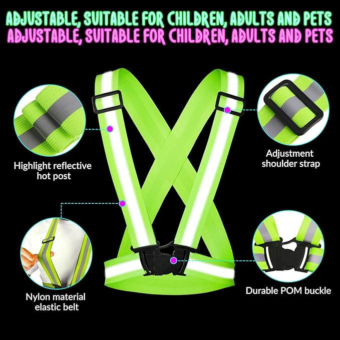 Macarrie 30 Pcs Reflective Running Vest Multicolor Adjustable High Visible Reflective Vests for Men Women Bulk Night Running Walking Jogging Cycling Outdoor Activity