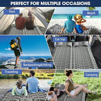 Double Sleeping Pad for Camping - Ultralight Camping Mattress with Pillow, Built-in Foot Pump, Compact Inflatable 2-Person Portable Mat for Backpacking, Hiking, Car Traveling, Beach, Tent