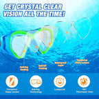 Kids Snorkel Set Dry Top Snorkeling Gear for Kids Boys Girls Youth Junior Age 5-15, Anti-Fog Anti-Leak Snorkel Mask Scuba Diving Mask Swimming Goggles with Nose Cover