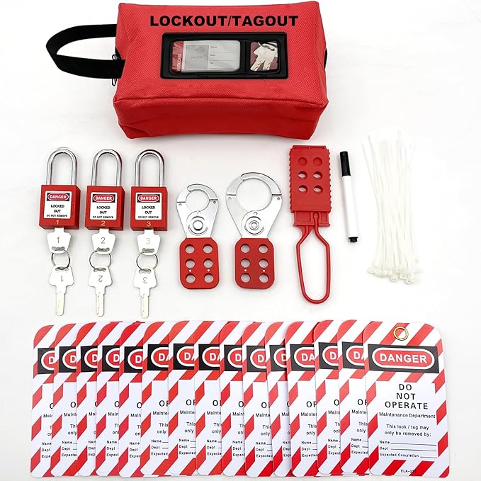 SAFBY 4-in-1 Lockout Tagout (Loto) Kit–Complete OSHA Safety Group Lock Out Hasps, Tag Out for Kits Station Electrical (4 Kits in 1)
