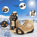 Non-Slip Ice Cleats Snow Grips, Strong Traction Crampons 11 Steel Studs, for Shoes and Boots, Snow Ice Walking