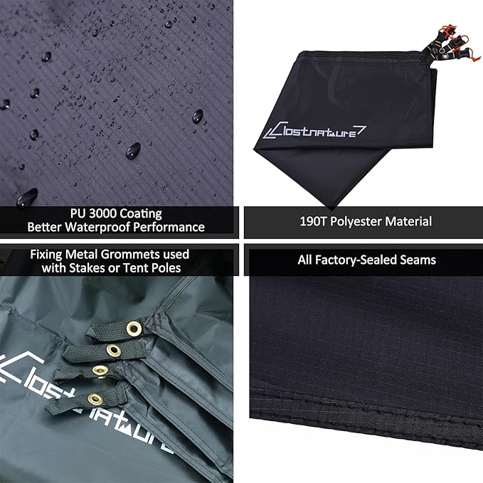 Clostnature Tent Footprint - Waterproof Camping Tarp, Heavy Duty Tent Floor Saver, Ultralight Ground Sheet Mat for Hiking, Backpacking, Hammock, Beach - Storage Bag Included