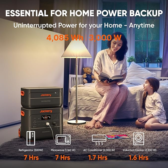Jackery Solar Generator 2000 Plus 500W and Battery Pack, 4084Wh LiFePO4 Battery 3000W Output, Portable Power Station with 500W Solar Panel, Expandable for Outdoor and Home Emergency